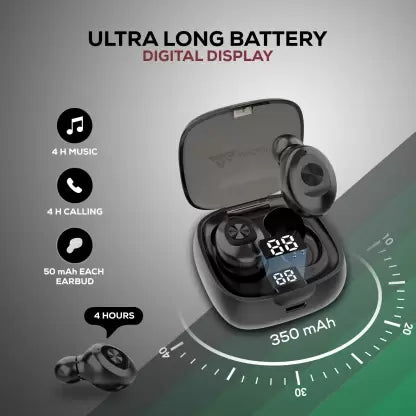 WeCool Moonwalk M1 Bluetooth Earbuds with 20 hours play time and Digital Display Charging Case, Bluetooth headset with Mic, Bluetooth Headphones (M1v2) Bluetooth Headset (Black, True Wireless) WeCool Moonwalk M1 Bluetooth Earbuds with 20 hours play time and Digital Display Charging Case, Bluetooth headset with Mic, Bluetooth Headphones (M1v2) Bluetooth Headset (Black, True Wireless)